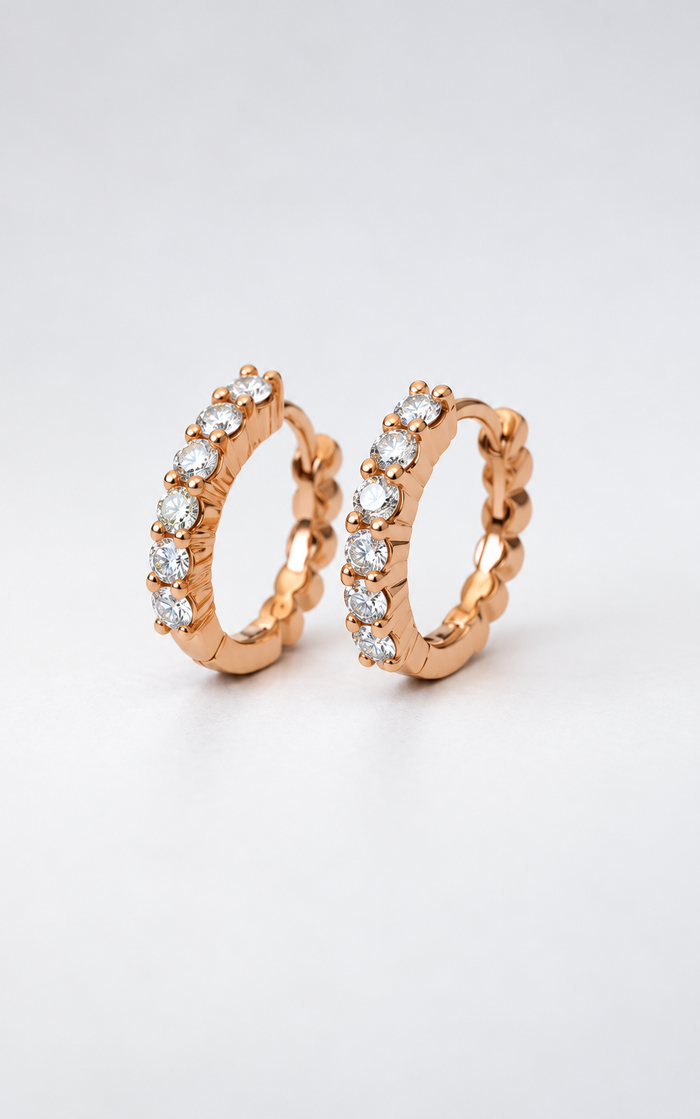 9ct Rose Gold 12.90mm Natural Diamond Hoops 0.35ct