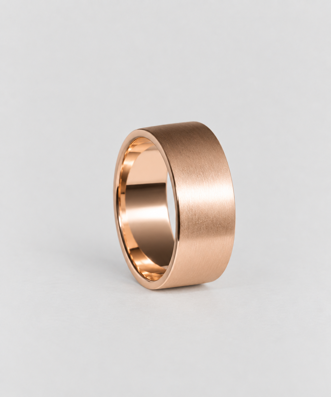 9ct rose gold brushed wide wedder