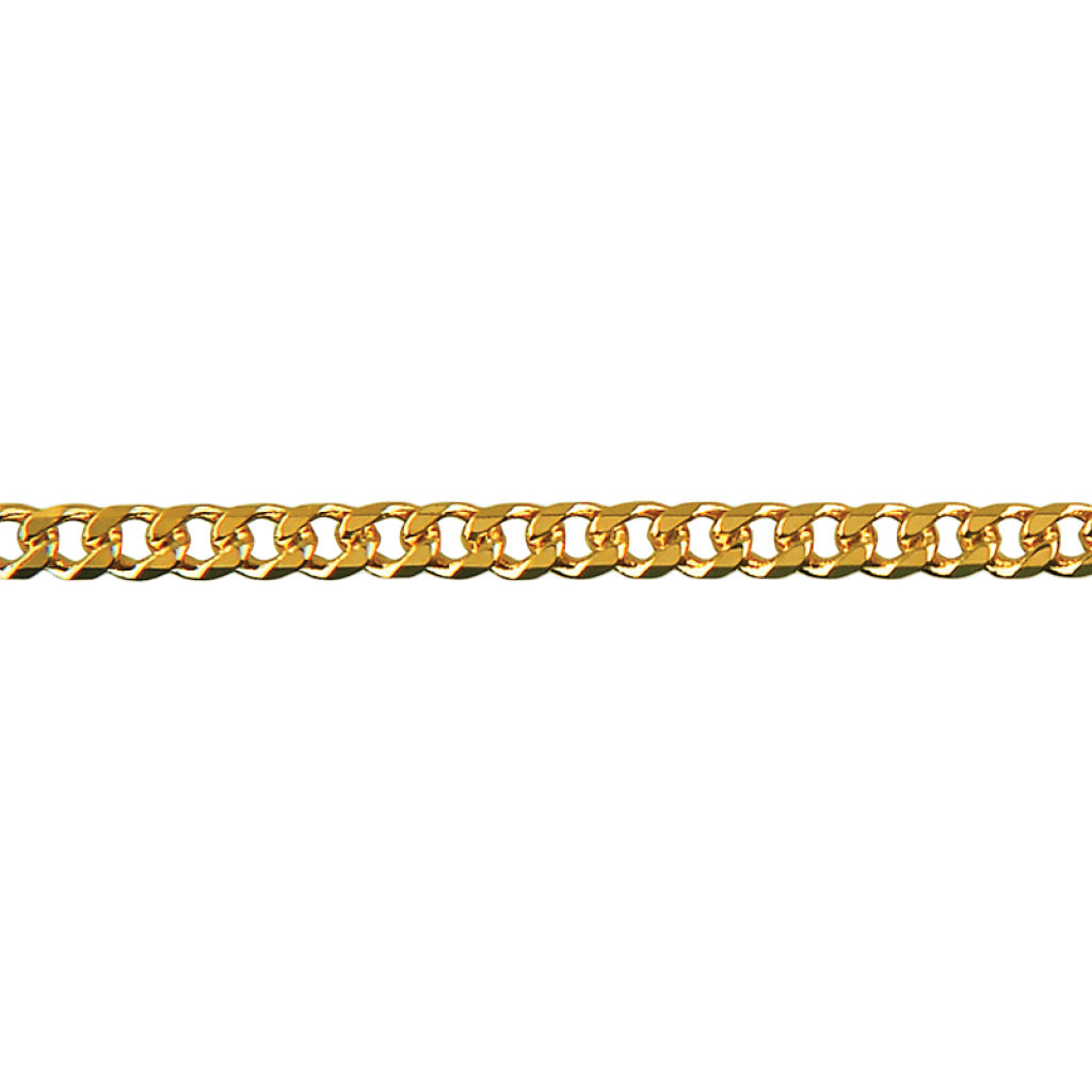 Gold Bevelled Curb Diamond Cut Chain