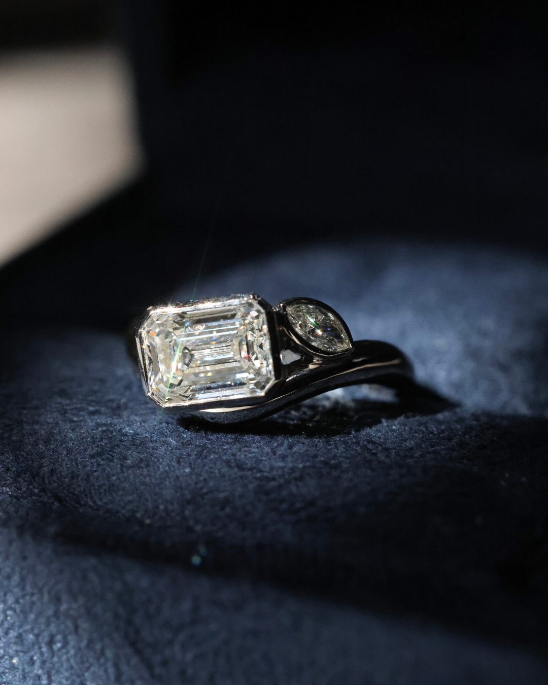 Emerald cut diamond engagement ring, engagement rings brisbane