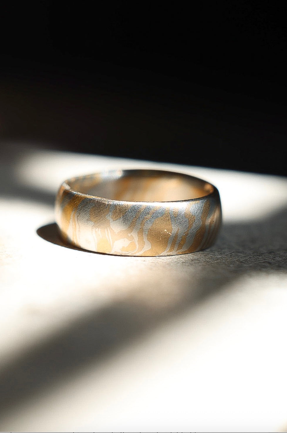 Mokume Wedding Ring 7.5mm Platinum & Gold