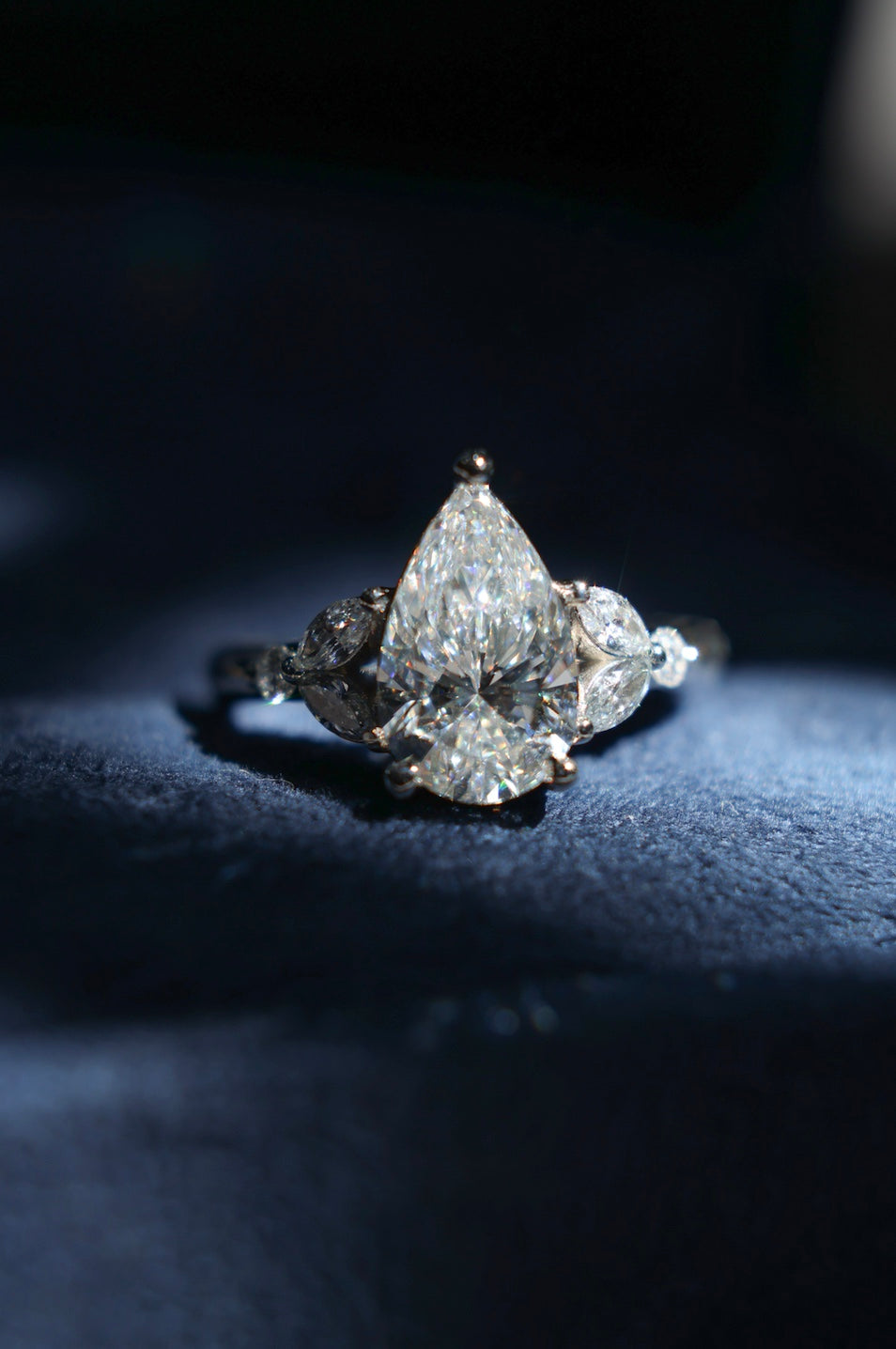 Platinum and pear diamond engagement ring Brisbane