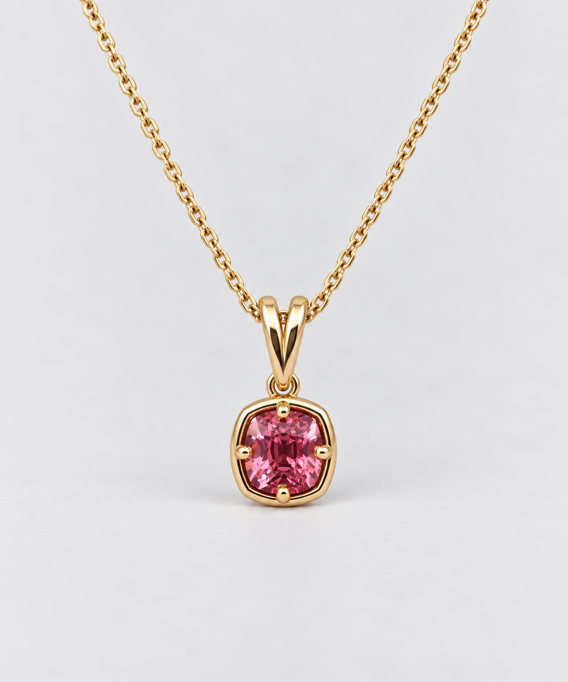 9ct Yellow Gold Cushion Cut Spinel Virelle Pendant