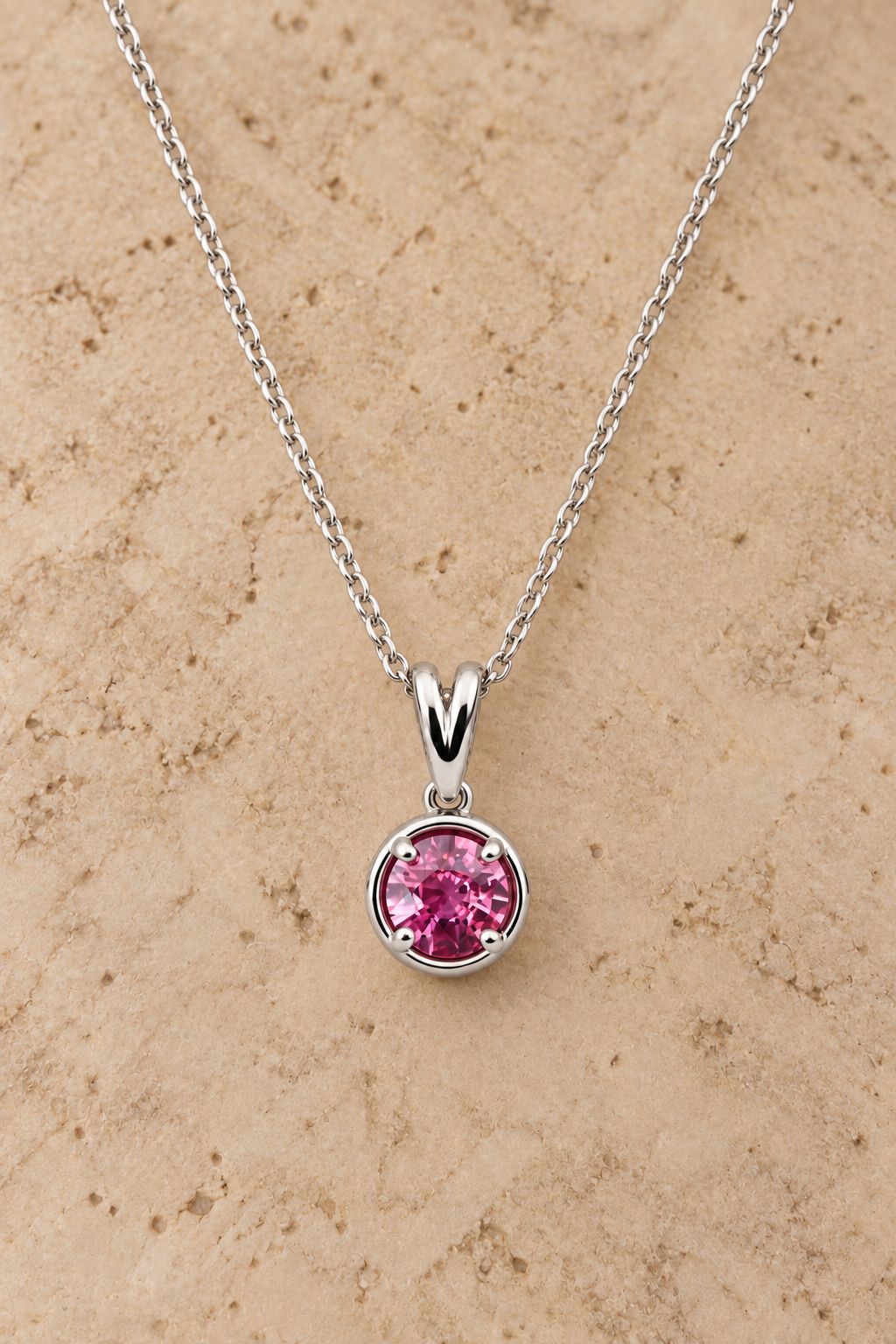 RBC Pink Virelle Sapphire Pendant 9ct White Gold
