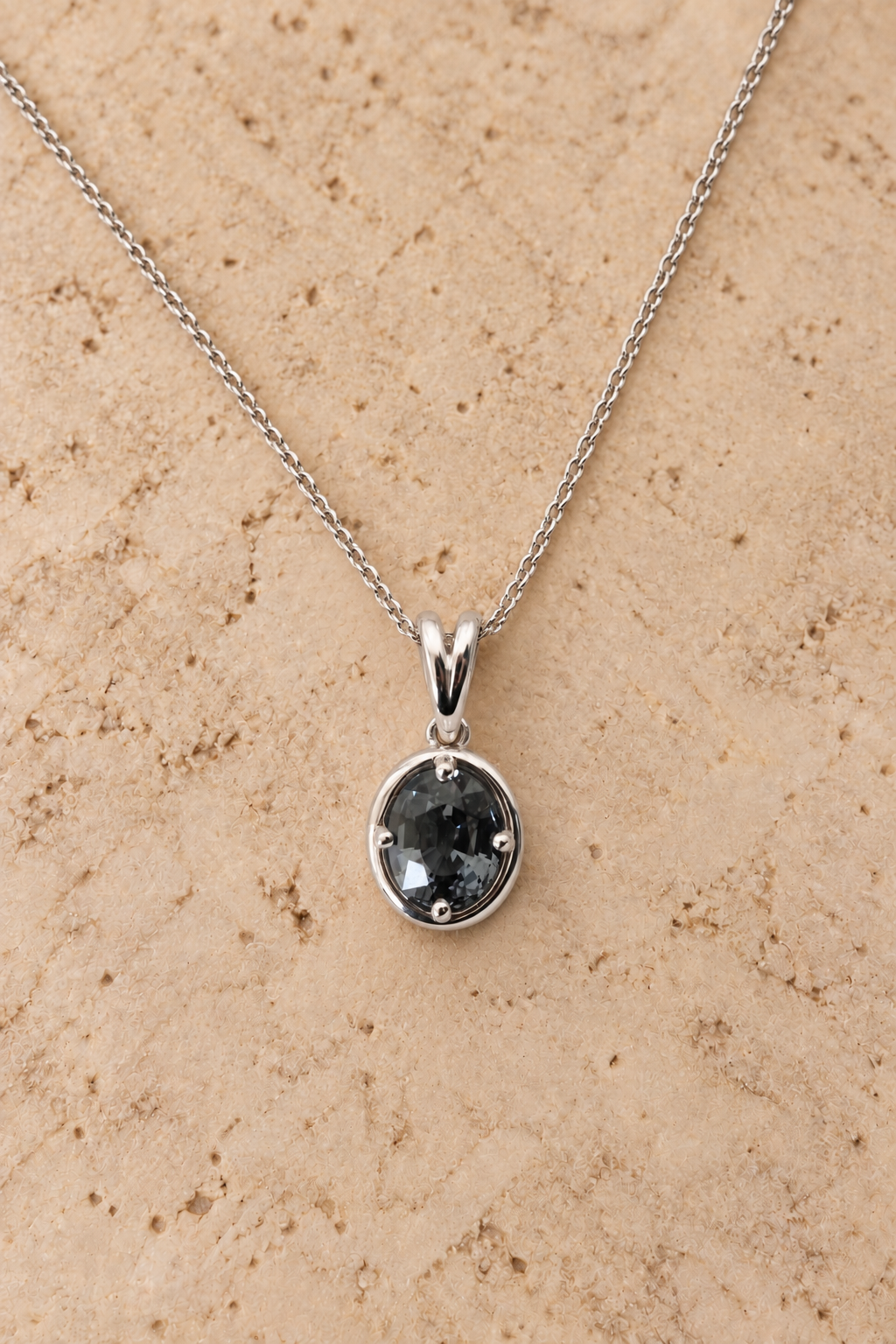 Virelle 9ct White Gold Blue Grey Spinel Pendant