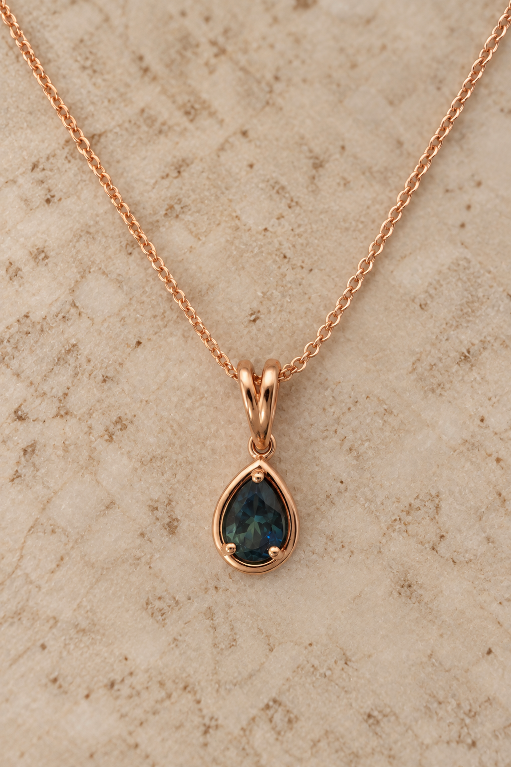 Virelle 9ct Rose Gold Pear Sapphire Pendant