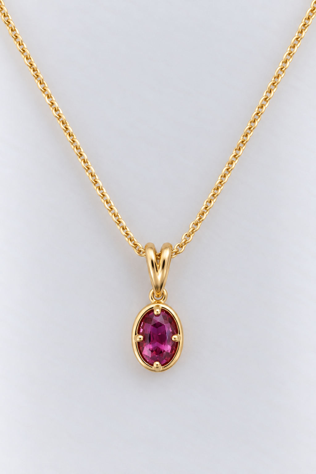 Virelle Pink Oval Sapphire Pendant 9ct Yellow Gold