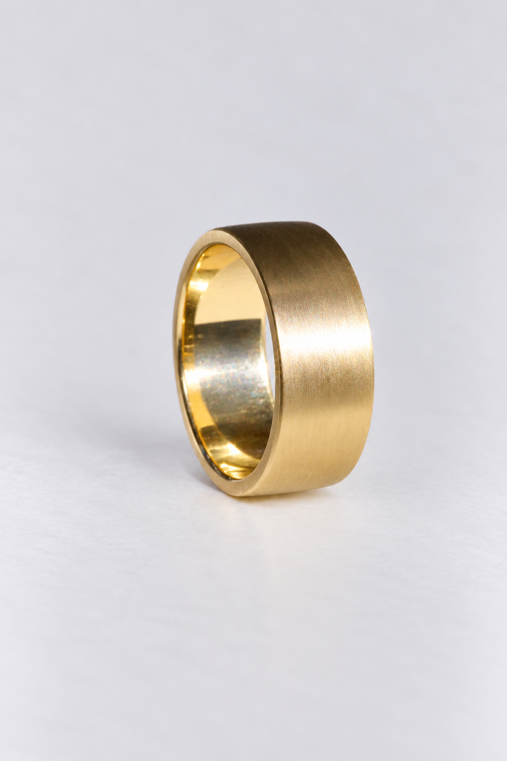 mens 9ct yellow gold brushed wide wedder