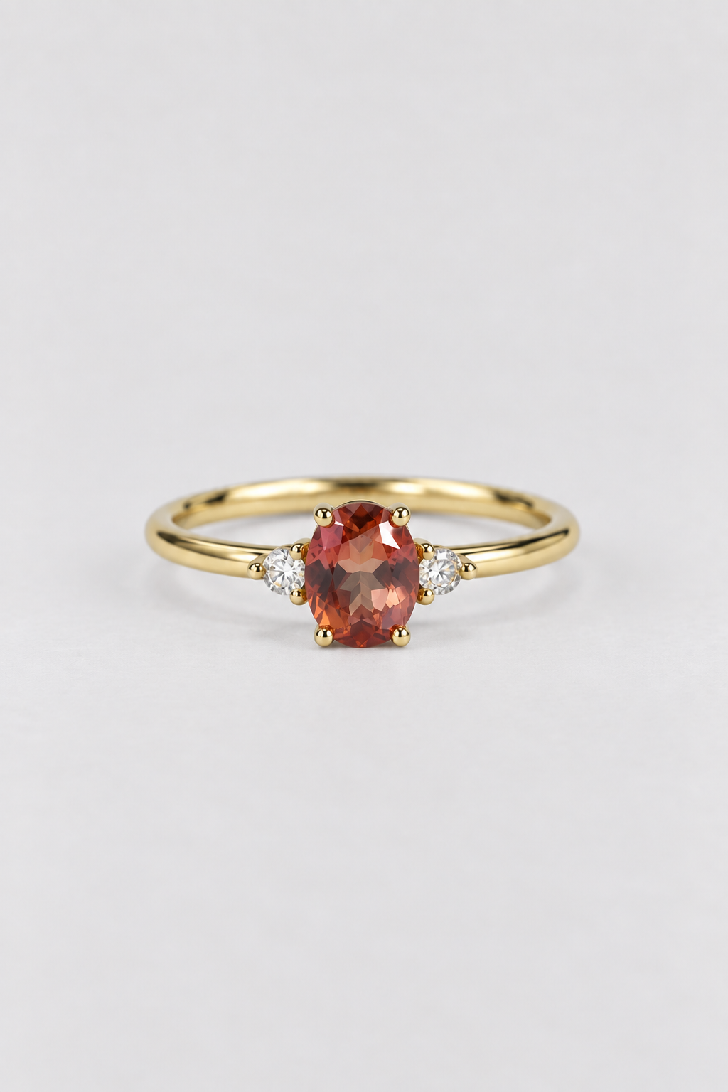 Belle - Oval orange sapphire 18ct Yellow gold