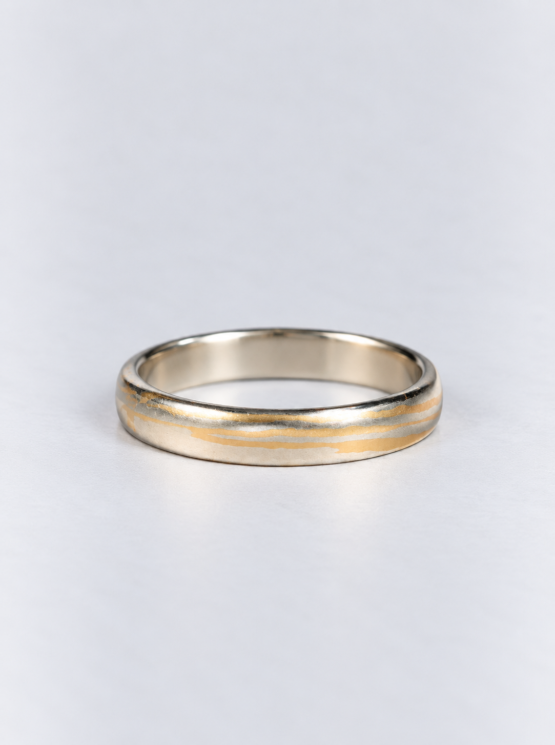 womens platinum and gold mokume wedding ring