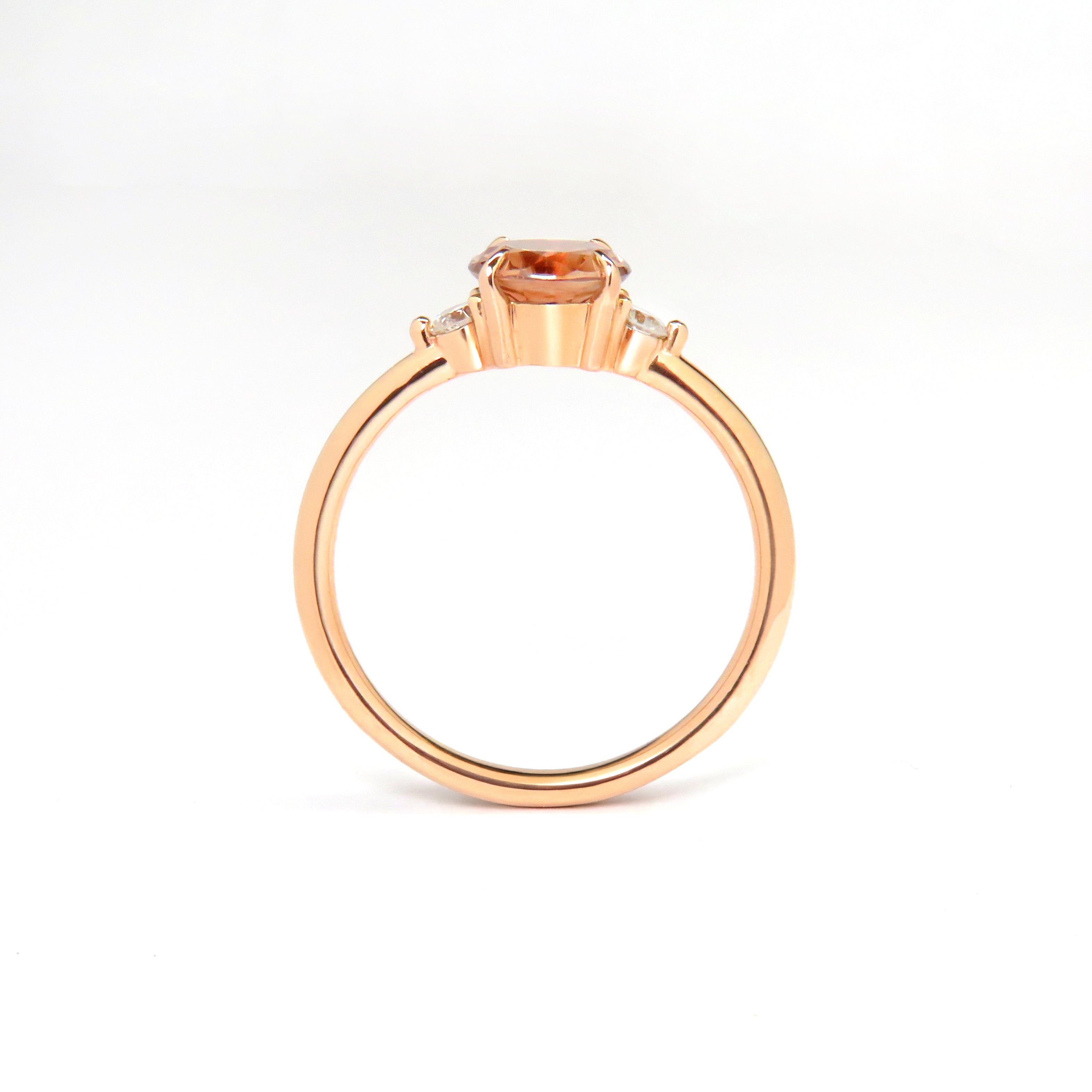 18ct Rose Gold Orange Zircon &amp; Diamond Ring