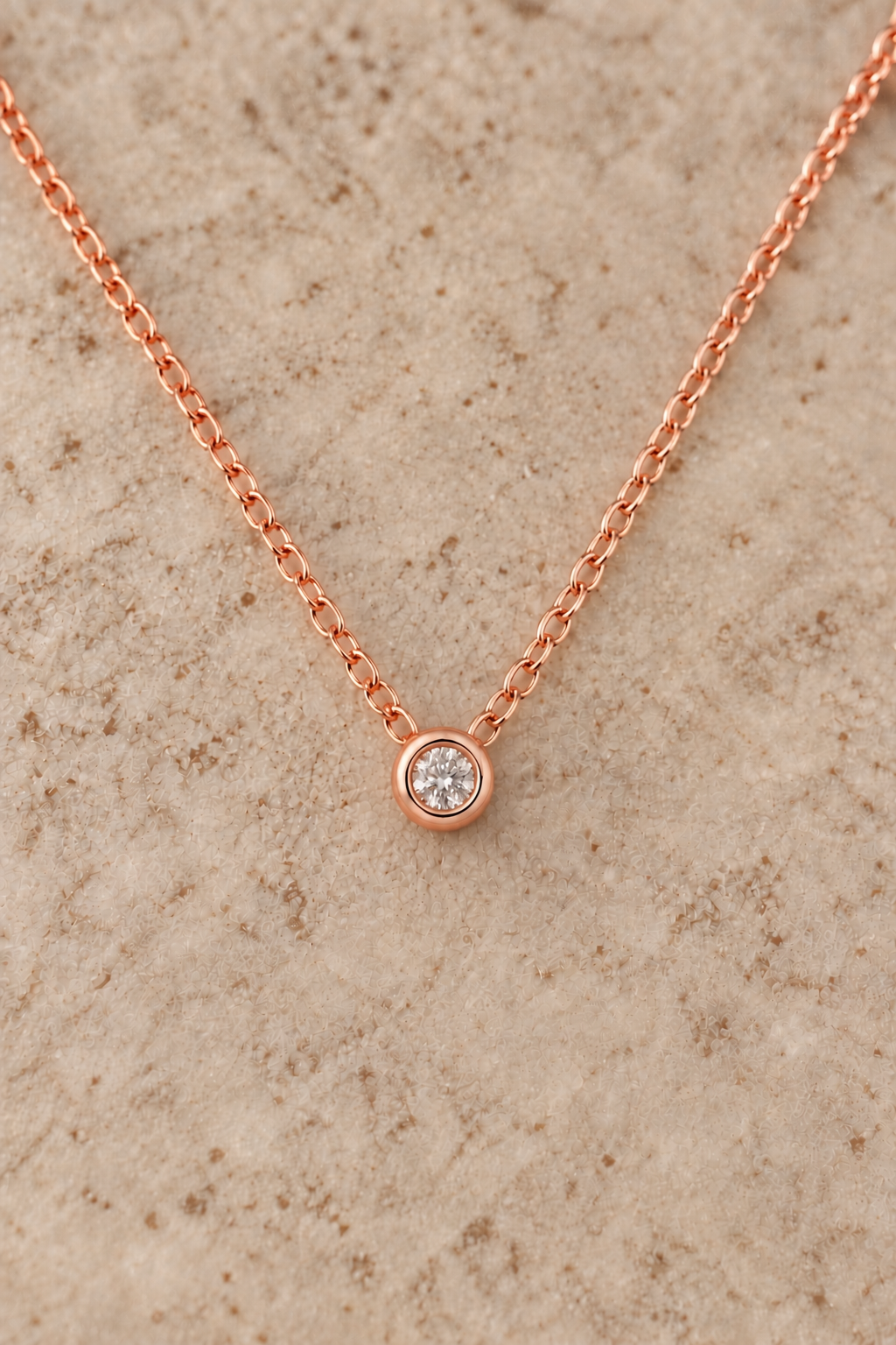 9ct Rose Gold Natural Diamond Slider Pendant And Chain 