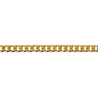 Gold Bevelled Curb Diamond Cut Chain