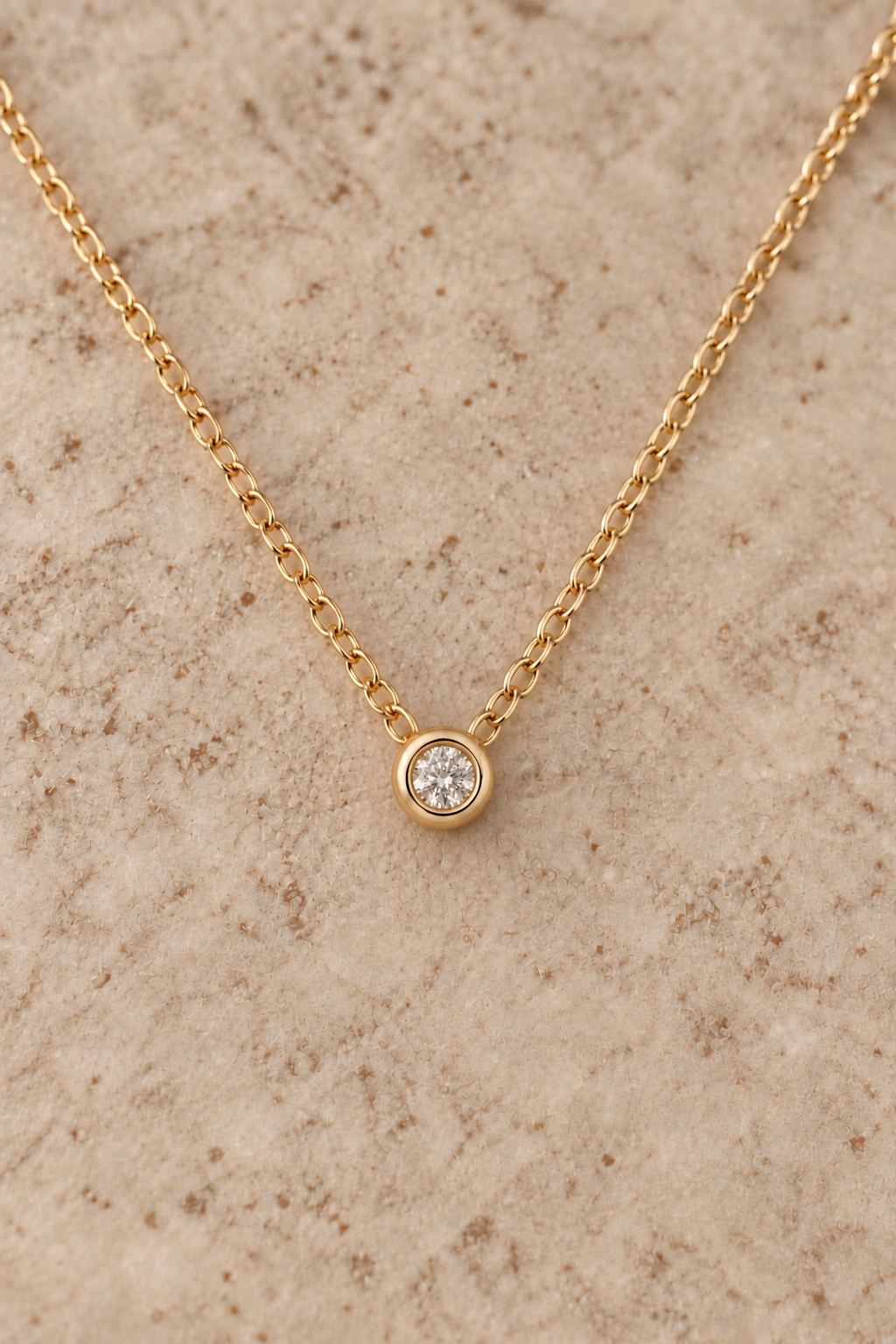 9ct Yellow Gold bezel set natural diamond pendant slider 
