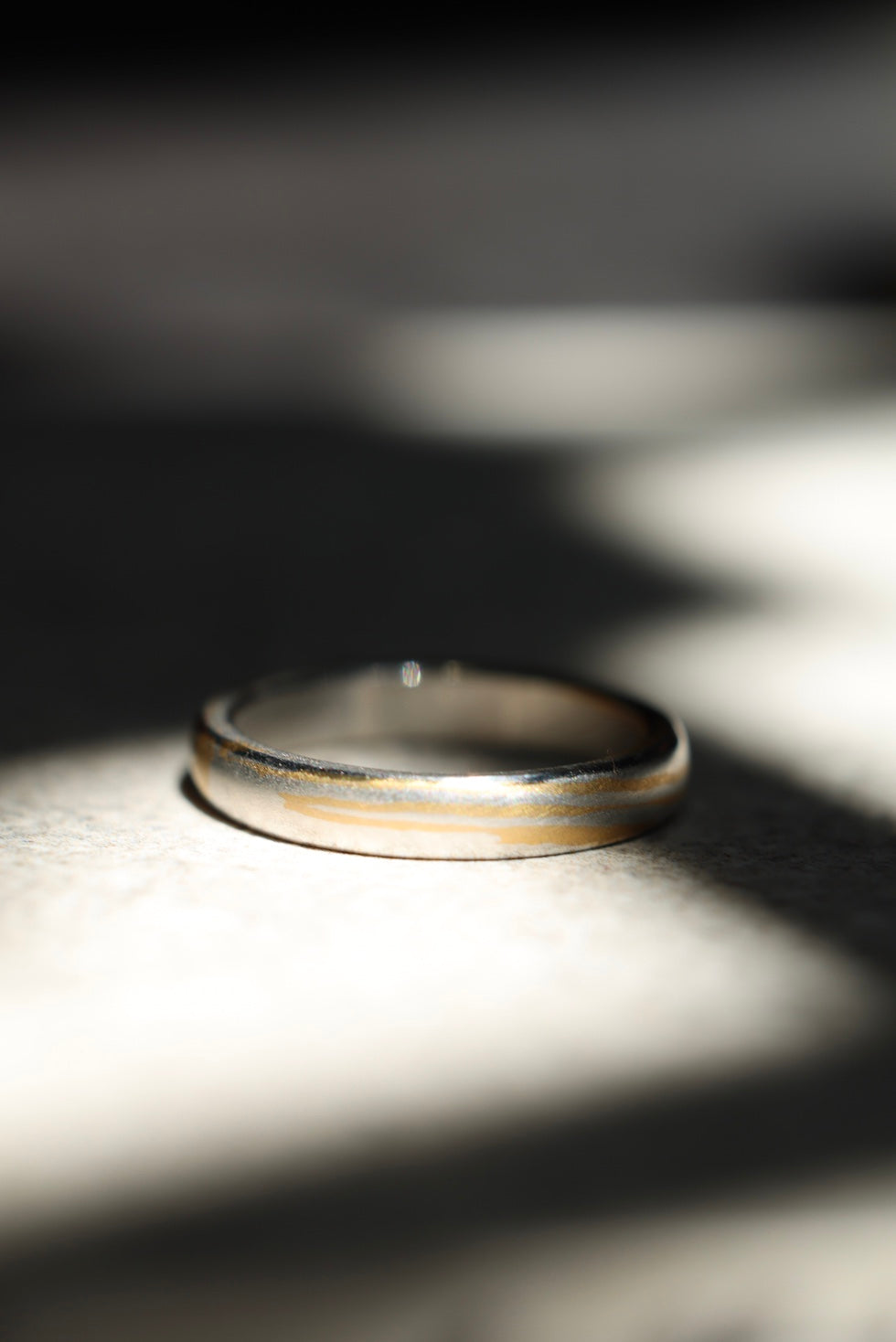 Mokume Wedding Ring 3.2mm Platinum & Gold