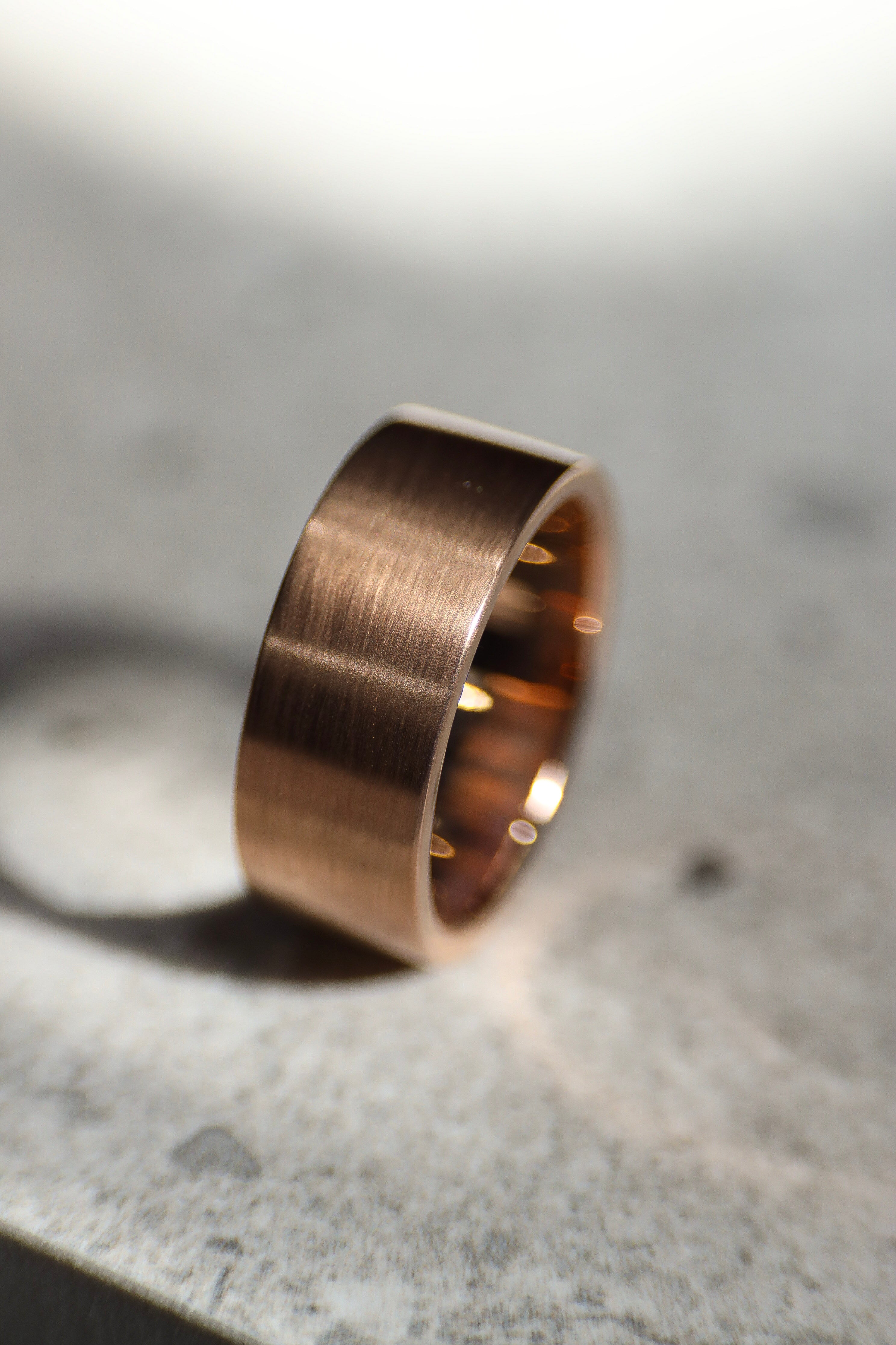 18ct Rose gold men's brushed wedding ring