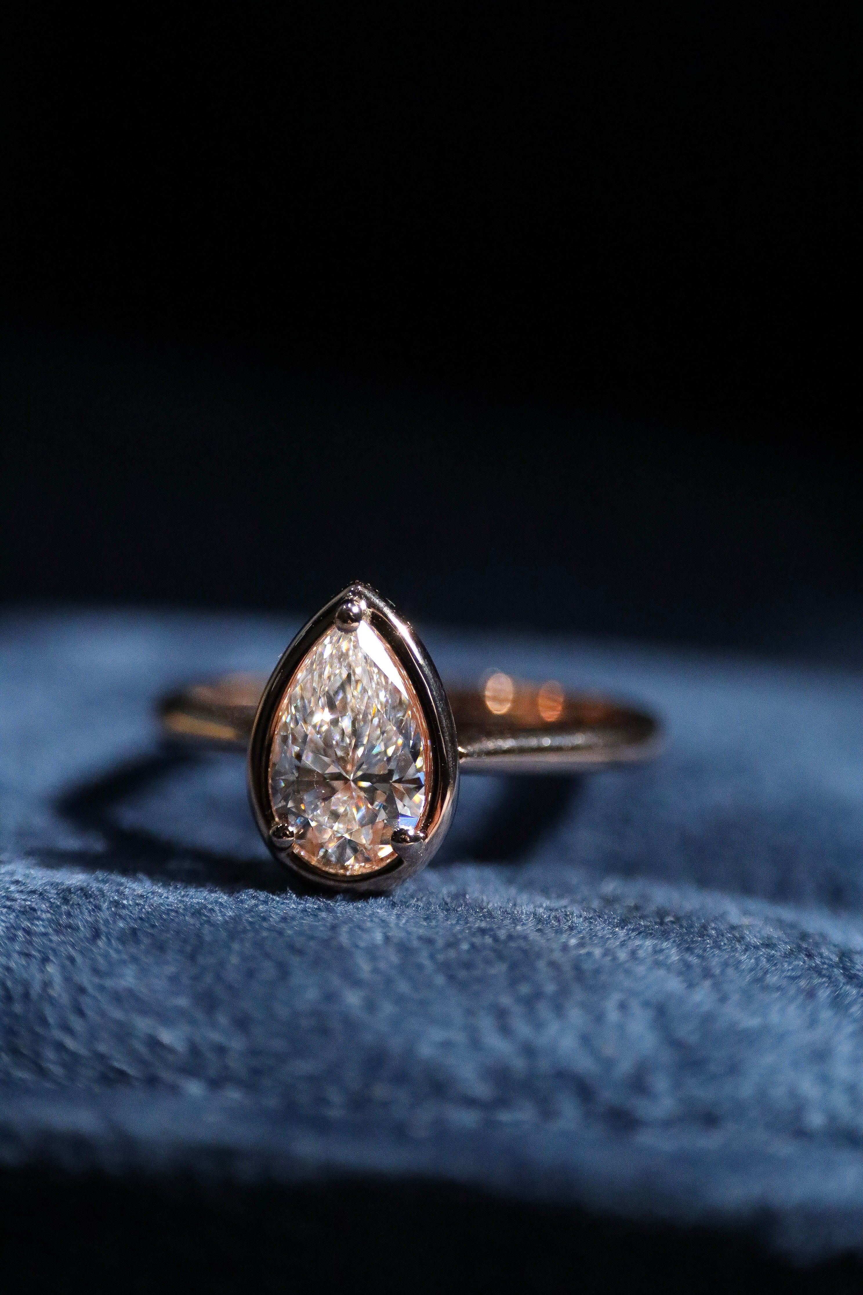 pear lab grown diamond engagement ring 