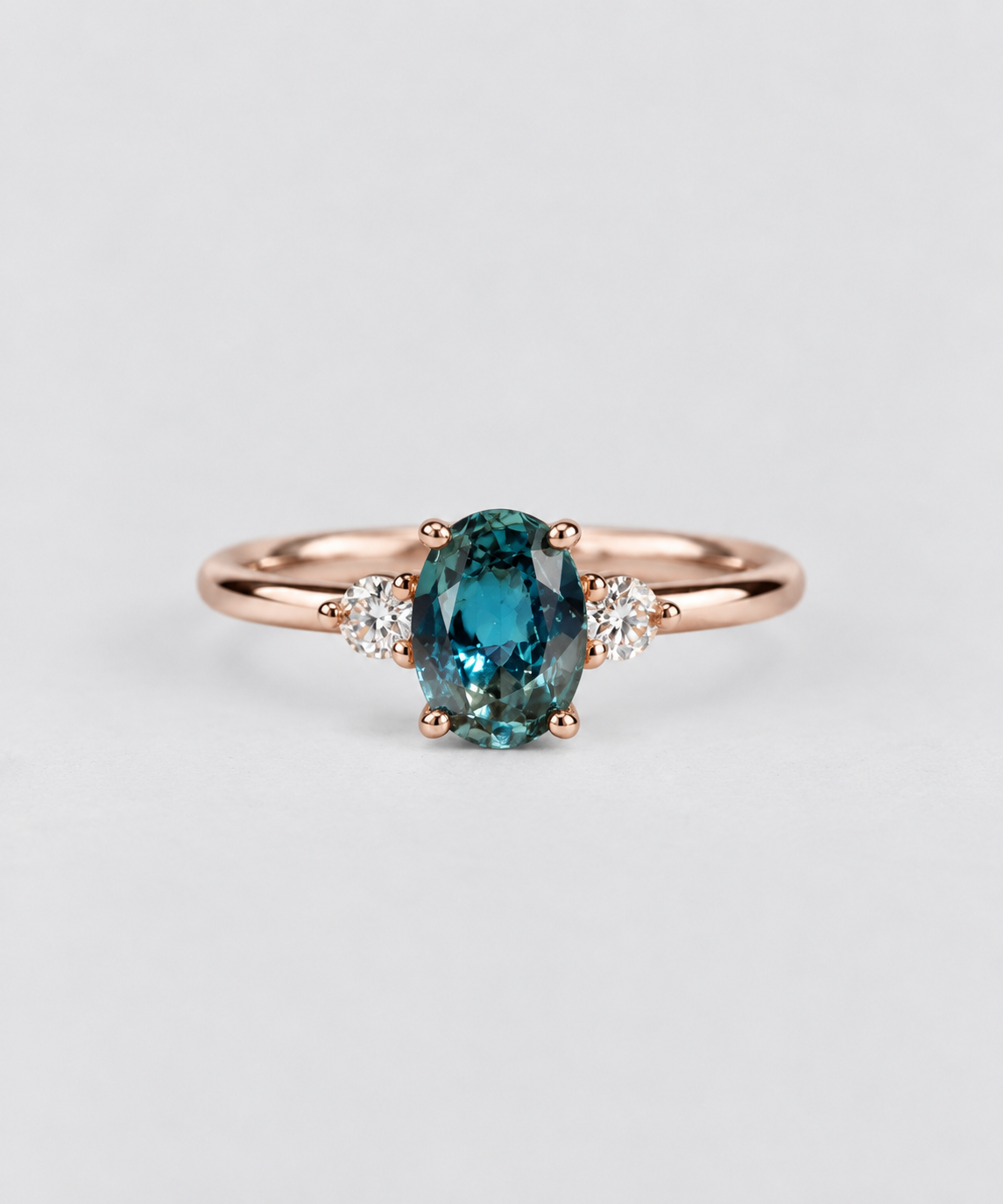 Belle - Oval teal sapphire 18ct Rose gold