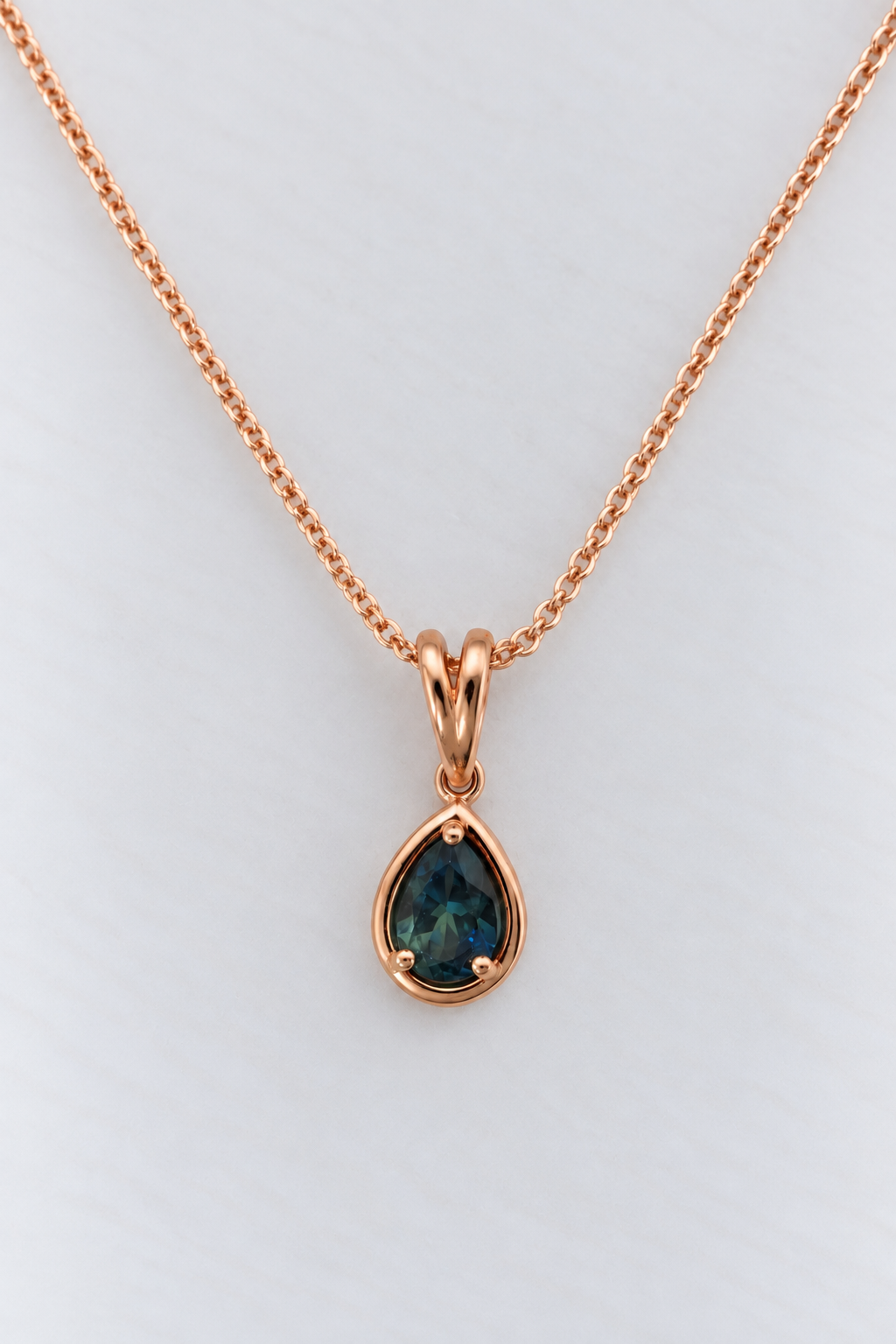 9ct Rose Gold Pear Sapphire Pendant 