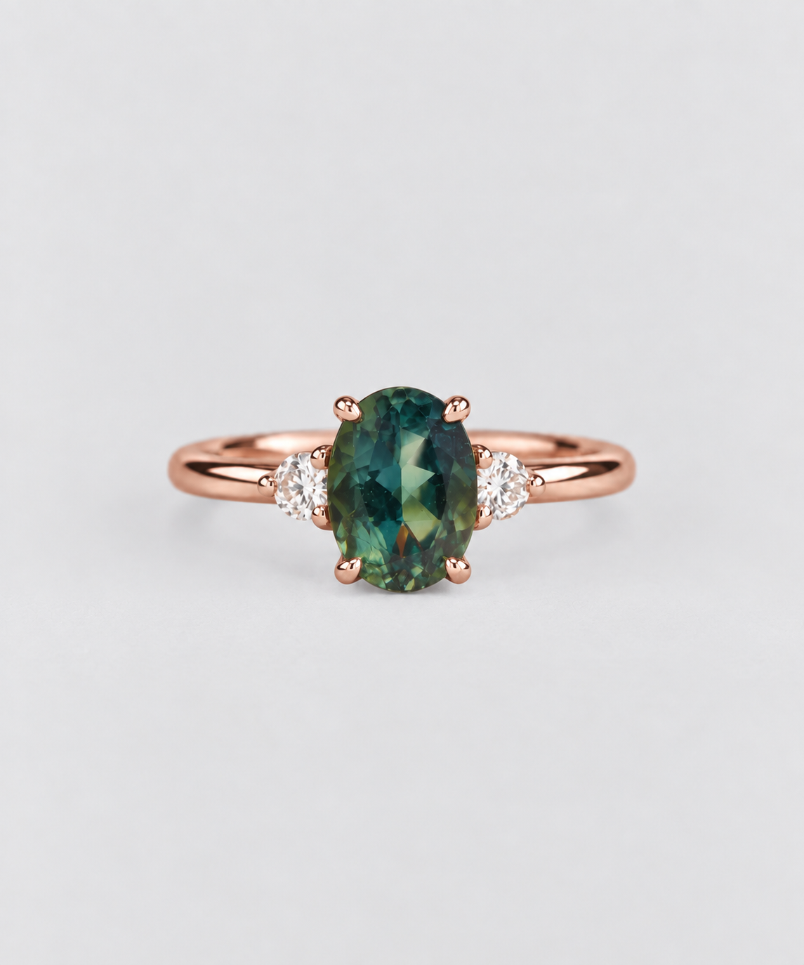 Belle - Oval green sapphire 18ct Rose gold
