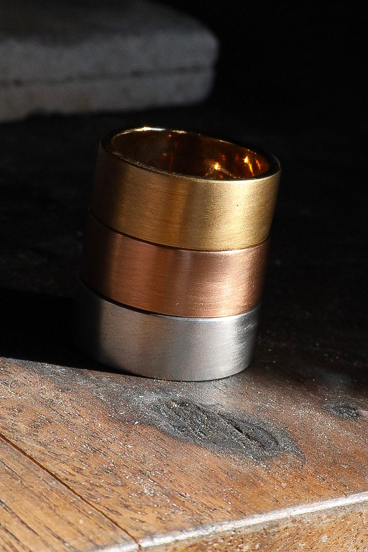 mens brushed wide wedding rings 