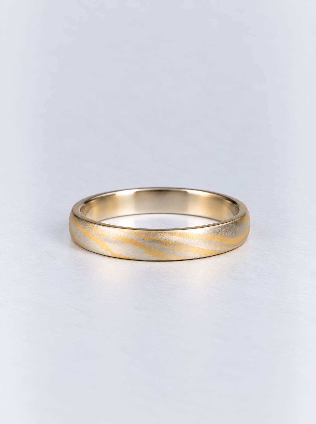 mens platinum and gold mokume wedding ring 