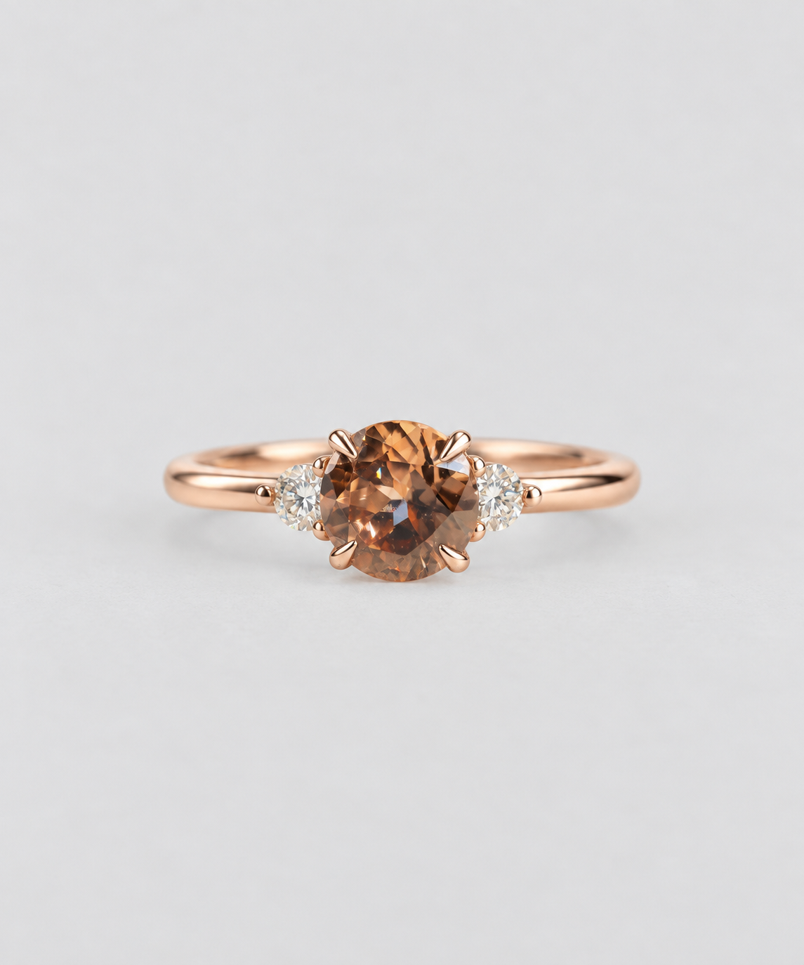 Belle - Round apricot zircon 18ct Rose gold