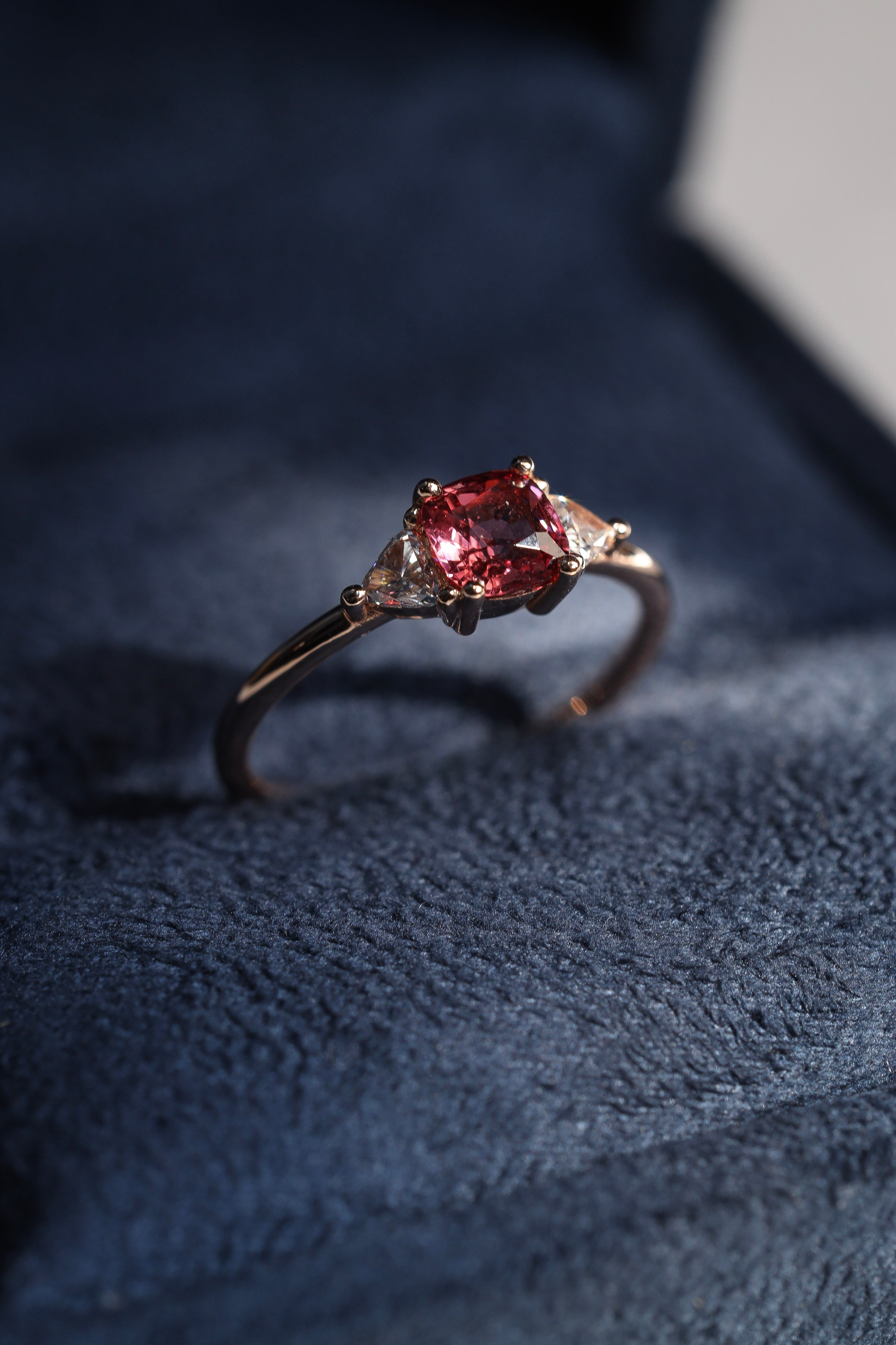 Belle - Cushion pink spinel 18ct Rose gold