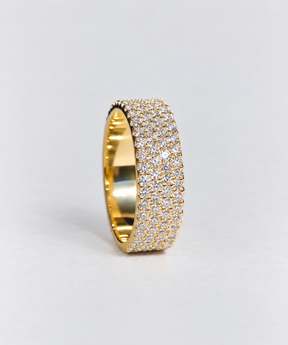 a full diamond set 9ct yellow gold cigar band